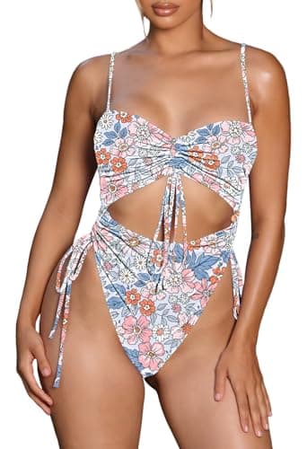 Viottiset Women's Cut-Out Drawstring Cheeky One-Piece Swimsuit