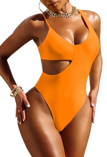 Pink Queen Women's Sexy One-Piece Swimsuit with Scoop Neck Cutout