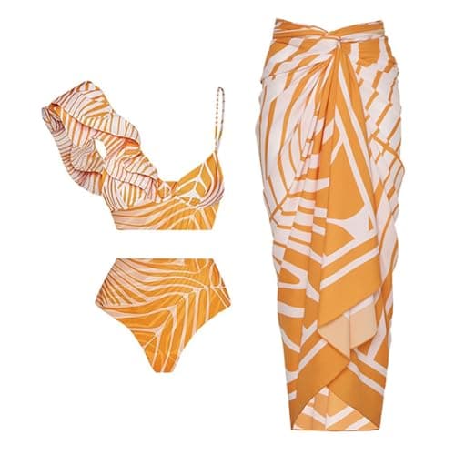 IDOPIP Women's One Piece Swimsuit with Beach Cover-Up Sarong Bikini Set