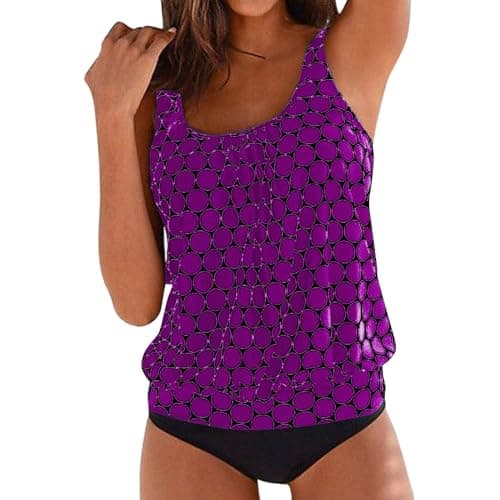 Modest Black Bottom Tankini Swimsuits for Women