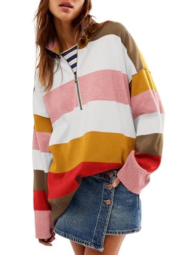 Yousify Oversized Women's Half Zip Turtleneck Sweater S-2XL