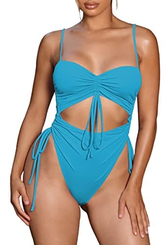 Viottiset Women's Cut-Out Drawstring Cheeky One-Piece Swimsuit