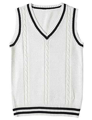 Locachy Women's Slim Fit V-Neck Sleeveless Cable Knit Sweater Vest