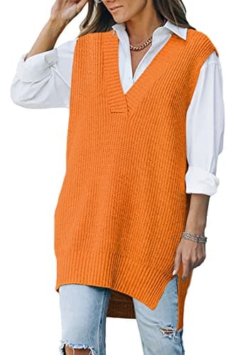 Viottiset Women's Oversized V-Neck Knit Sweater Vest
