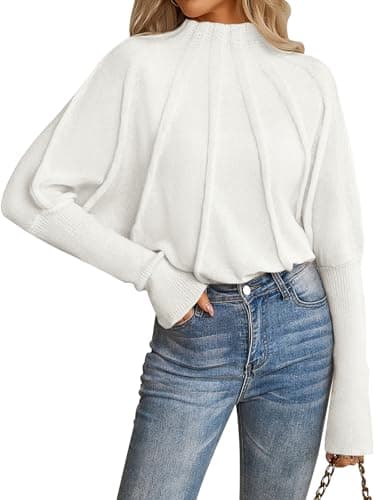 NALANISA Oversized Knit Batwing Sleeve Sweater for Women Trendy Pullover