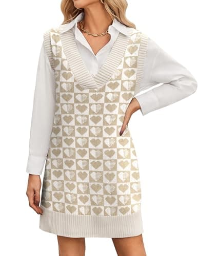Zeagoo Women's Oversized V Neck Sweater Vest Dress