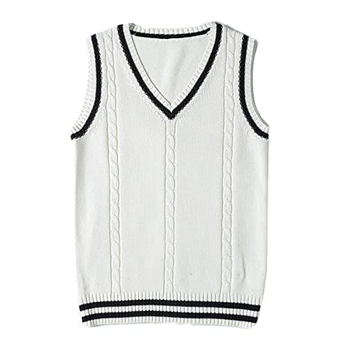 Jinghuiyue Women's Solid Color V-Neck Knit Vest