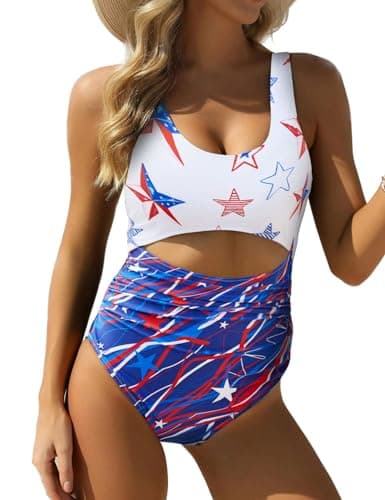 VIMPUNEC High-Waisted Tummy Control One-Piece Swimsuit Cut Out Design