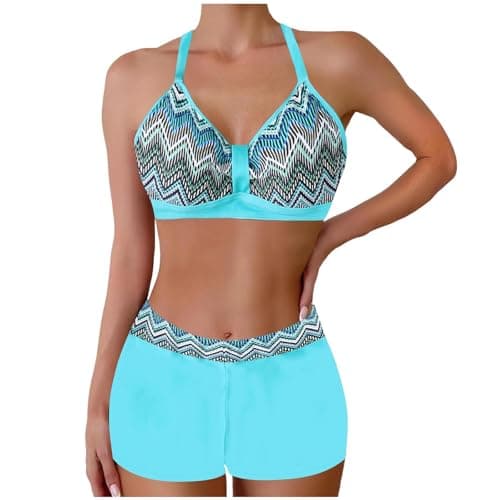 Cethrio Vintage Printed Plus Size Tankini and Boyshorts
