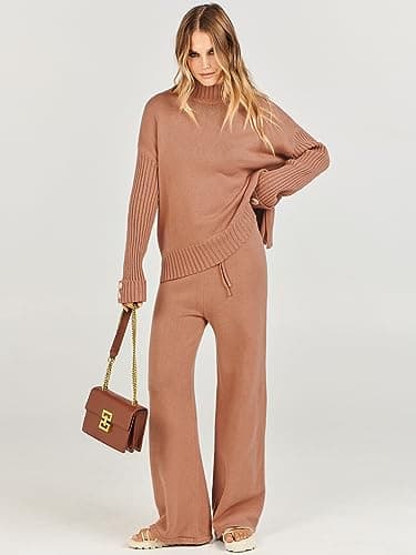 Caracilia Women's 2-Piece Fall Knit Sweater & Wide Leg Pants Matching Set
