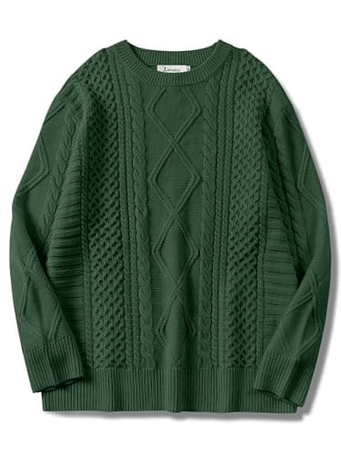 ANRABESS Women's Oversized Crewneck Long Sleeve Cable Knit Pullover Tops 2024 Fall