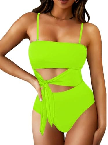 Pink Queen Women's Cutout High Waist Bandeau Monokini Swimsuit