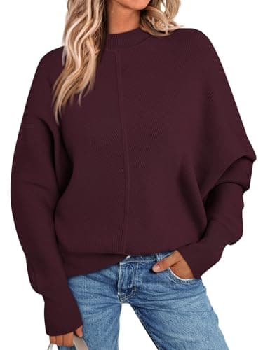 LILLUSORY Women's Trendy Oversized Mock Neck Sweater 2024 Winter Pullover