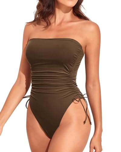 Yonique Women's Strapless Tummy Control One-Piece Swimsuit