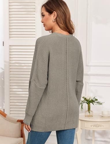ZAFUL Women's Oversized V-Neck Long Sleeve Knit Sweater Trends Fall 2024