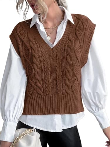 Jumppmile Women's V-Neck Sleeveless Pullover Crop Sweater Vest
