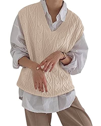 Holy Women's Oversized Cable Knit Sleeveless Sweater