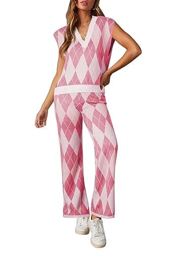 Viottiset Women's 2 Piece Sweater Vest & Wide Leg Pants Set
