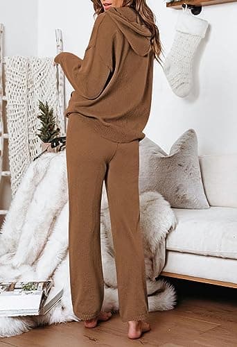 Women's 2-Piece Sweater Set with Hoodies and Wide Leg Pants