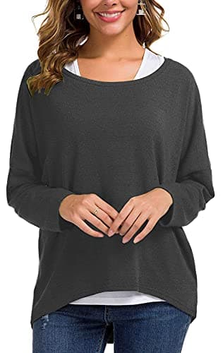 UGET Women's Oversized Batwing Sleeve Pullover Casual Top