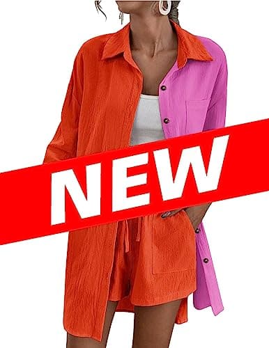 Zeagoo Women's Lounge Outfit Set: High-Low Shirt & Drawstring Shorts