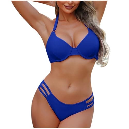 Cethrio Women's Cute Halter Tummy Control Bikini Swimsuit