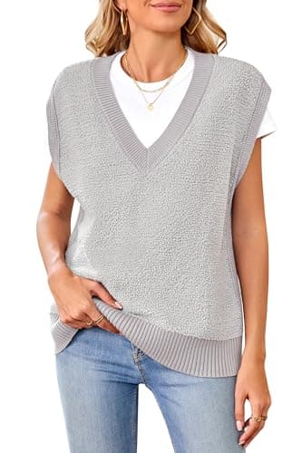 Arach&Cloz Women's Fall Sleeveless V-Neck Fleece Sweater Vest Tops