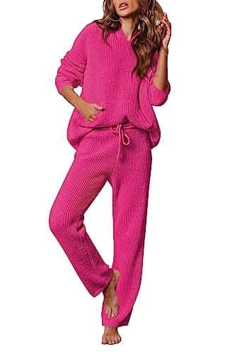 Viottiset Women's Long Sleeve Hoodie & Wide Leg Pants Sweatsuit Set