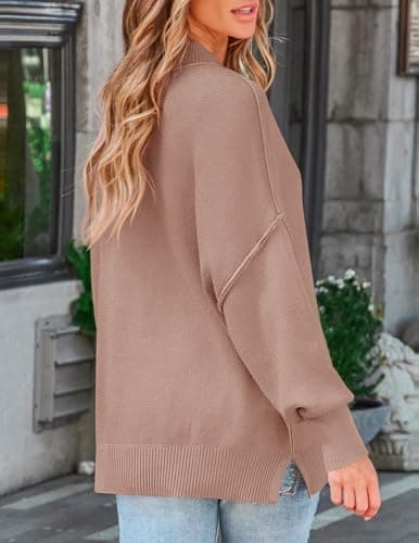ZESICA Women's Casual Oversized Long Sleeve Ribbed Knit Pullover Sweater Tops
