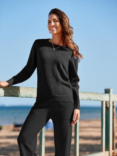 iChunhua Women's Warm Knit Sweater Set with Wide Leg Pants