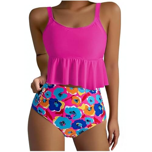 Cethrio High-Waisted Plus Size Pleated Swimsuits for Women