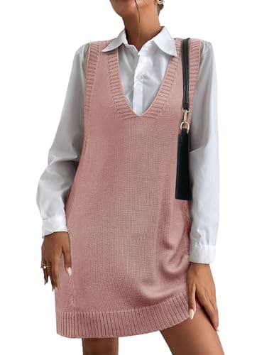 HOTOUCH Women's Oversized V-Neck Sweater Vest with Pockets