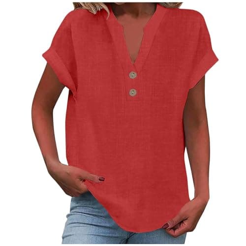 Lightweight Linen Shirts for Women Summer Casual Tops