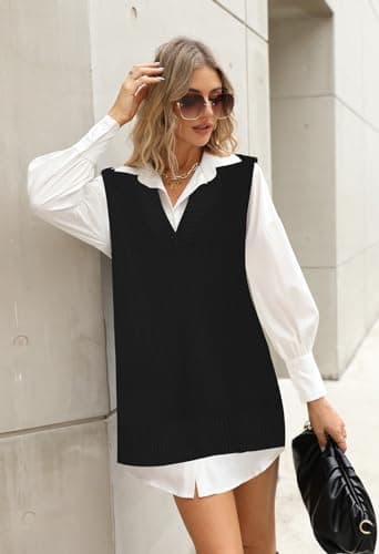 Oversized V-Neck Knit Sweater Vest for Women
