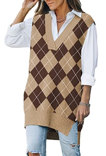 Viottiset Women's Oversized V-Neck Knit Sweater Vest