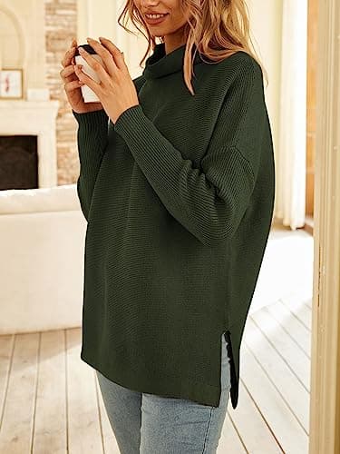 LILLUSORY Women's Oversized Mock Turtleneck Knit Pullover Tops
