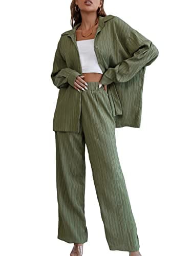 Floerns Women's Longline Blouse & Wide Leg Pants Outfit Set