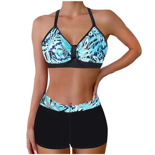 Cethrio Vintage Printed Plus Size Tankini and Boyshorts