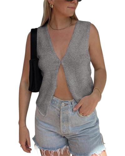 BZB Women's Summer Crochet Sleeveless Sweater Vest