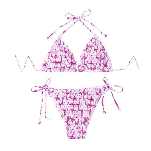 Plus Size Women's Sparkle Tie-Thong High-Waisted Swimwear