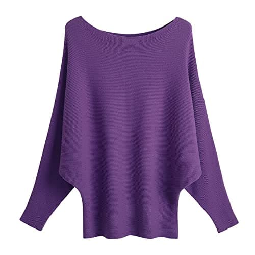 GABERLY Women's Boat Neck Batwing Dolman Knit Sweaters & Pullovers