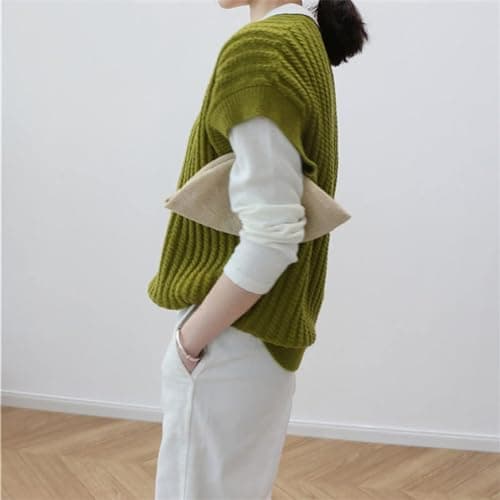 Women's Thick Oversize V-Neck Sleeveless High Street Pullover Vest