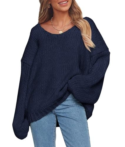 PRETTYGARDEN Women's Chunky Oversized V-Neck Knit Sweater
