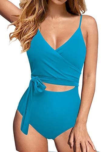 Upopby Women's Sexy Cut Out V Neck High Waisted One Piece Swimsuit