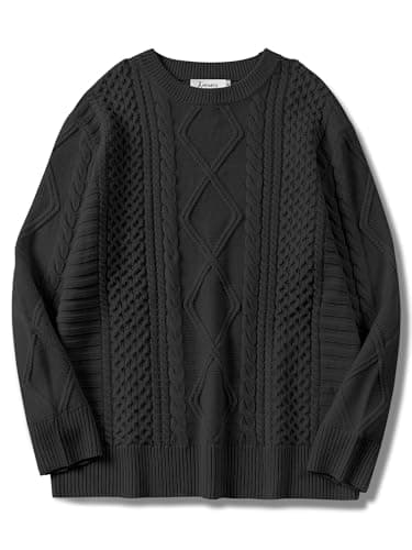 ANRABESS Women's Oversized Crewneck Long Sleeve Cable Knit Pullover Tops 2024 Fall