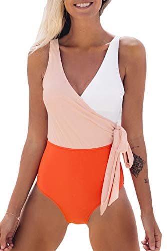 CUPSHE Women's Wrap Color Block One Piece Swimsuit