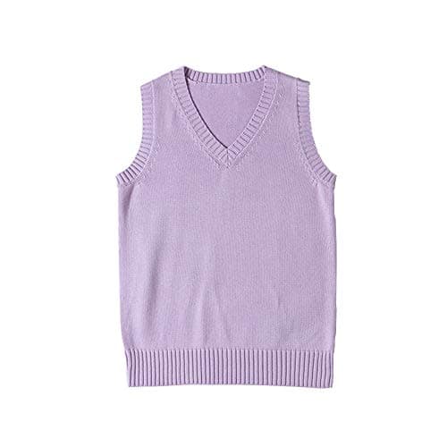 Jinghuiyue Women's Solid Color V-Neck Knit Vest