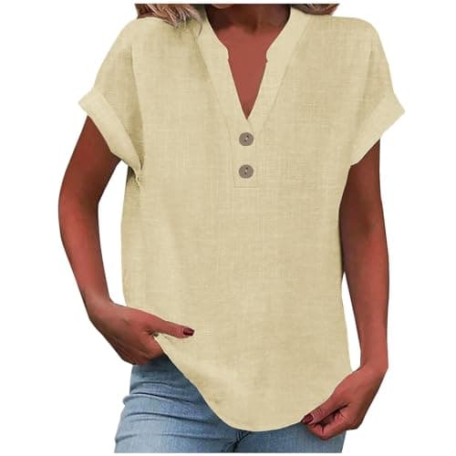 Lightweight Linen Shirts for Women Summer Casual Tops