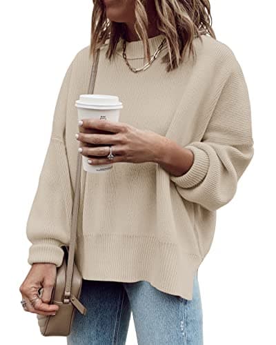Imily Bela Women's Oversized Tunic Sweater Ribbed Knitija