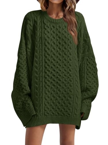 Saodimallsu Women's Oversized Chunky Cable Knit Long Sleeve Tunic Tops